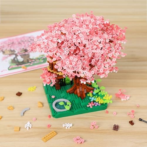 NEWABWN Cherry Blossom Bonsai Tree Mini Micro Building Set, Japanese Sakura Tree House Model Sets for Adults, Flowers House Mini Bricks Building Kit, Creative Gift Toys for Teens 14 (2028PCS) thumbnail 2