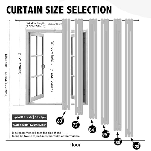 Anytime Double Layer Blackout Curtains 2 Panels，52Wx63L，Greyish White | Sheer And Fabric Window Drapes Grommet Top Solid Color Bedroom Living Room Home Decor thumbnail 2