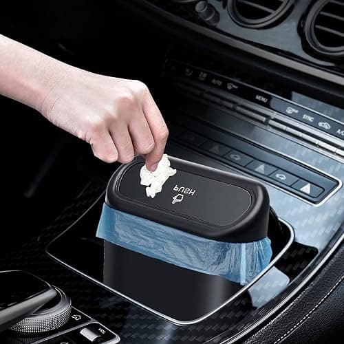 JOYSKY Car Trash Can Mini Trash Can Foldable Car Trash Bin with 100 Pieces Trash Bags Small Storage Box with Lid 15.5 x 6.5 x 14 cm thumbnail 7