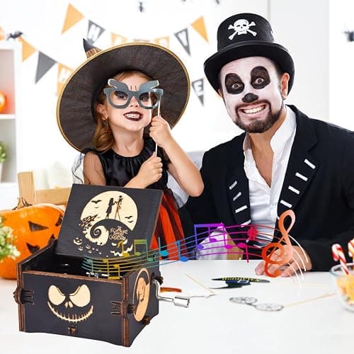 Aokely Before Christmas Music Box,Engraving Nightmare Musical Box Melody Plays This is Halloween Home Decor for Halloween Valentine's Day Christmas thumbnail 5