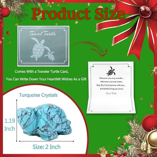 DUQGUHO 2" Travel Turtle Gift Decor Crystals Figurines Turquoise Crystal Best Turtles Travels Gifts for Women Traveling Travelers Cute Decorations thumbnail 6