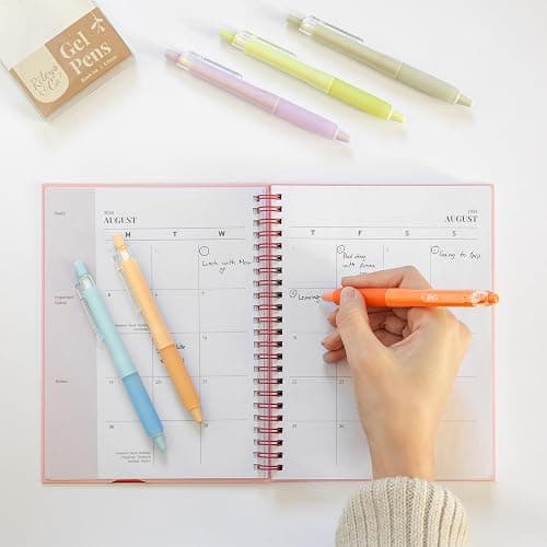Rileys & Co. Stylos Gel Esthétiques pour l'Écriture, Lot de 6, Stylos Noirs, Pointe Fine 0,5 mm, Stylos Anti-Bavures, Stylos Gel Fins, Stylos à Pointe Fine pour Prendre des Notes et Journal Intime thumbnail 8