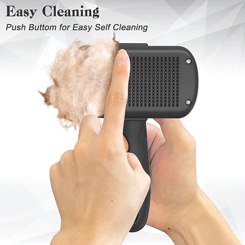 Dipoo Self Cleaning Shedding Brush - Skin Friendly Grooming Tool for Dogs, Cats, and Puppies, Deshedding and Hair Removal for Long and Short Haired Pets, Black thumbnail 3