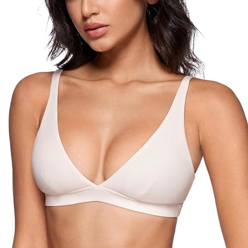 INGIA Deep V-Neck Sports Bra Padded U Back Yoga Workout Bra | Low Impact, Fitness, Yoga, Wireless, Workout, Contour, Crop Top, for Women - Image 1
