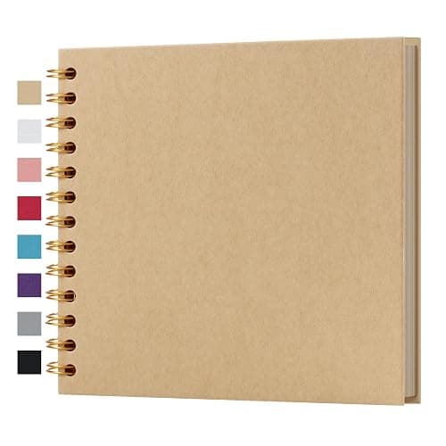 potricher 7 x 7 Inch DIY Scrapbook Album 40 Pages Hardcover Kraft Paper Scrap Book Photo Albums Memory Book for Wedding and Anniversary Family (Yellow, 7 Inch) - Image 1