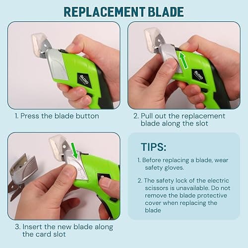 Cordless Electric Scissors, VLOXO Cardboard Cutter Electric Fabric Scissors with Blades Rechargeable Powerful Fabric Cutter for Crafts Leather Carboard Carpet Plastic Felt with Case Green thumbnail 7
