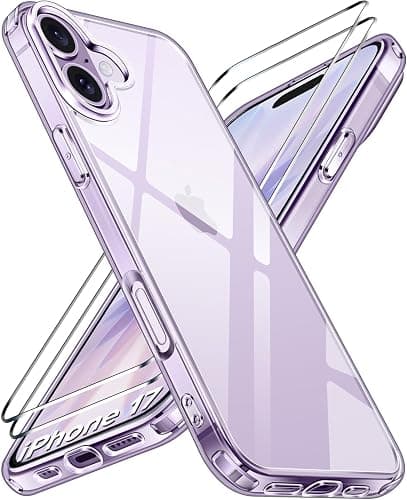 ivoler Clair Coque pour iPhone 17, avec 2 Pièces Verre Trempé, Anti-Jaunissement Protection Militaire Étui de Mince Bumper Housse - Transparente - Image 1