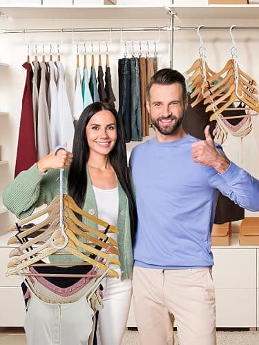 HOUSE DAY Space Saving Hangers, 10 Pack, Closet Organizer and Storage, Cascading & Reinforced Hanger Hooks, Space Saver Hanger Organizer, Dorm Room Essentials for Closet Organization - White thumbnail 2
