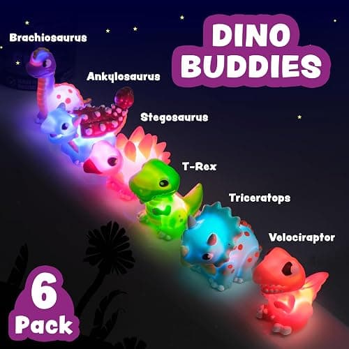 Tub Works® Dinos™ Dinosaur Light Up Bath Toys, 6 Pack | Water-Activated Light Up Toys Flash & Change Color | Easy-Grip Baby & Toddler Bath Toys | Sensory Bath Lights Watertight Bathtub Toys thumbnail 4