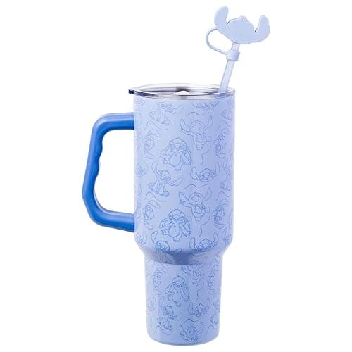 Silver Buffalo Disney Lilo and Stitch, Stainless Steel Tumbler, 40oz | Poses Pattern, Double Walled, Handle and Straw, Cover Cap, Fits in Standard Cup Holder, 1.18 Liters thumbnail 3