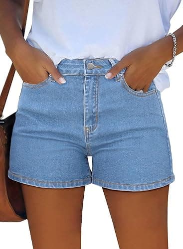 MixShe Jean Shorts for Women Mid-High Rise Denim Shorts Casual Straight Fit Summer Shorts - Image 1