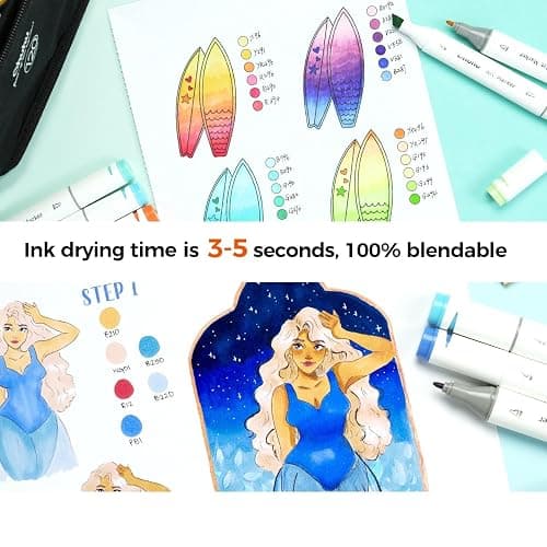 Ohuhu Double-Sided Marker Pads Art Sketchbook Bleedproof - 9"x12" Large Paper Size - 90 lb/150 gsm Smooth Drawing Paper - 60 Sheets/120 Pages, Spiral Bound Sketching Book for Alcohol Markers thumbnail 4