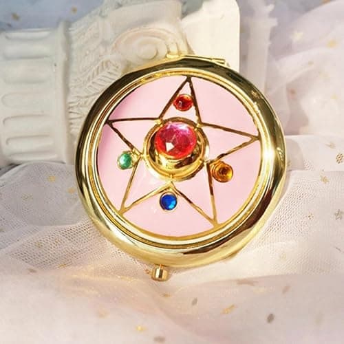 shenruifa Portable Up Mirror Japanese Cute Anime Flip Flop Portable Transformer Silver Crystal Folding (Pink) thumbnail 2
