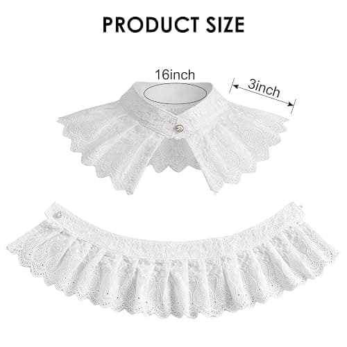 Lace Ruffle Collar White Fake Detachable Neck Costume Accessories | Women, Halloween Cosplay Party Supplies thumbnail 2