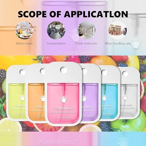 6PCS Flavors Power Mist Hand Sanitizer, Power Mist Hydrating Hand Sanitizer Spray for Adults, Portable Sanitizer Spray, Sanitizer Set for Daily and Travel (1 PC) thumbnail 4