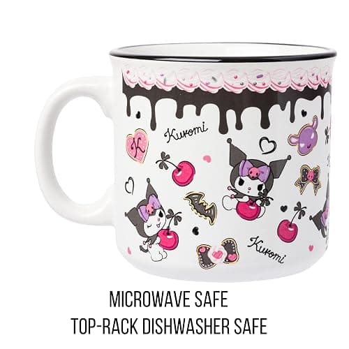 Silver Buffalo Sanrio Hello Kitty and Friends Kuromi Cherries and Black Hearts Ceramic Camper Mug, 20 Ounces thumbnail 4
