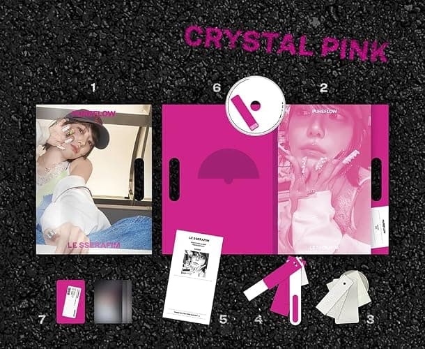 LE SSERAFIM PUREFLOW pt.1 Compact Album [Sakura Ver.] Photobook + CD + Random photocard + Tag Sticker + Tag Paper + Member Cover (CRYSTAL PINK Ver.) thumbnail 2