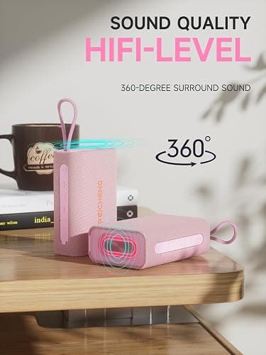 PEICHENG Speaker, Portable Wireless Bluetooth Speakers, Waterproof Loud Stereo Sound with RGB Lights TWS Paire Long Playtime for Home/Party/Outdoor, Electronic Gadgets(1PCS, Pink) thumbnail 3