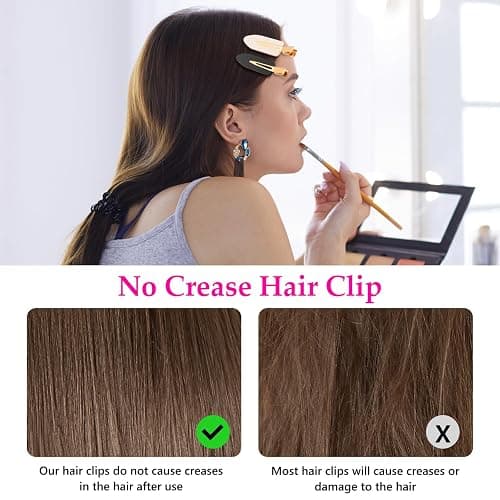 D 6 Pcs Creaseless Hair Clips No bend No Crease Hair Clip Makeup Clips for Women and Girls Flat Hair Clips for Hairstyling Salon Golden Handle thumbnail 4