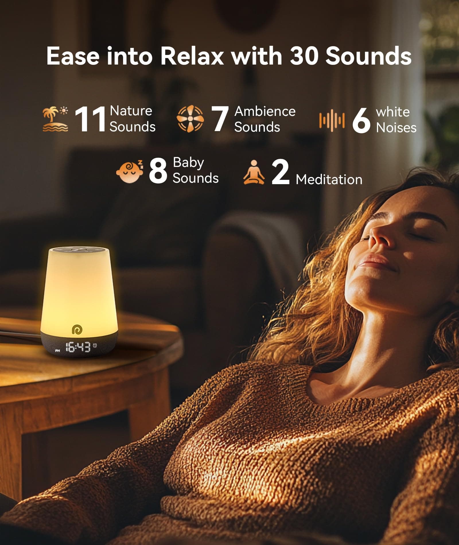 Dreamegg Baby Sound Machine - White Noise Machine & Sleep Trainer Clock for Kids, Sound Machine for Baby with Night Light, 34 Soothing Sounds, Smart Control, Routine Builder for Toddler Bedroom Gift thumbnail 3