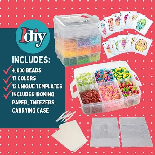 Fuse Beads Super Value Kit- 4000 Beads- Sweet Treats- Includes 17 Colors, 2 Peg Boards, Tweezers, Ironing Paper & Design templates- DIY Art Craft Project for Kids Vacation, Camp, Birthday Party Gifts thumbnail 4