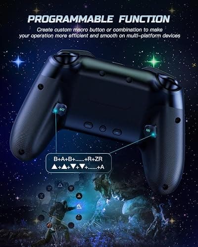 VOYEE Switch Controller, LED Star Wireless Pro Controllers Compatible with Switch/Lite/OLED, Multi-Platform Windows PC with 9 Colors Colorful RGB Lights/Programmable/Vibration/Turbo/Wakeup thumbnail 4