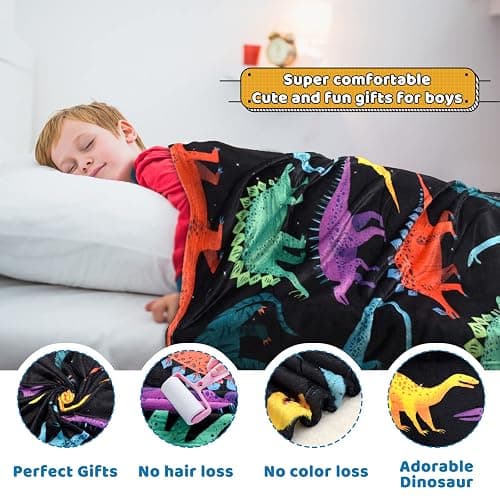 BOOPBEEP Kids Dinosaur Blanket for Boys Girls Room Decor Personalized Cute Toddler Throw Blanket Chiristmas Dinasour Birthday Year Old Gifts Toys 50x60 thumbnail 5