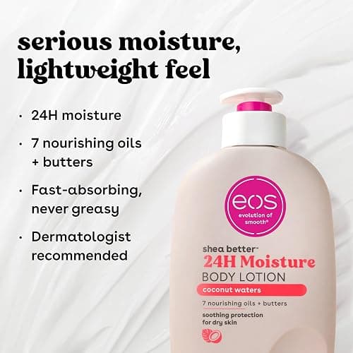 eos Shea Better Body Lotion Coconut Waters, 24-Hour Moisture Skin Care, Lightweight & Non-Greasy, Natural Shea, Vegan, Coconut Body Lotion, 16 fl oz thumbnail 5
