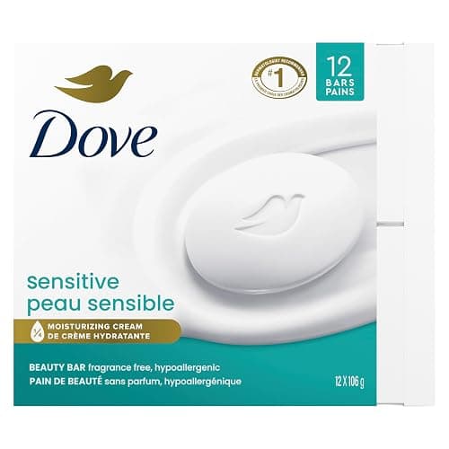 Dove Beauty Bar More Moisturizing Than Bar Soap for Softer Skin, Fragrance Free, Hypoallergenic Sensitive Skin With Gentle Cleanser 106 g 12 count thumbnail 3