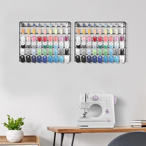 YBING Thread Holder Wall 2 Pack 54 Spools Thread Rack Wall Mount Embroidery Spool Thread Organizer Metal Sewing Thread Organizer with Hanging Tools for Quilting thumbnail 2