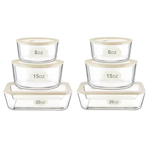 Urban Green Glass Food Container Set with Glass Lid, 6 Pack, Food Storage Containers Set, Airtight, LeakProof, Micowave Safe, 100% Plastic Free, Meal Prep Containers (White Color) - Image 1