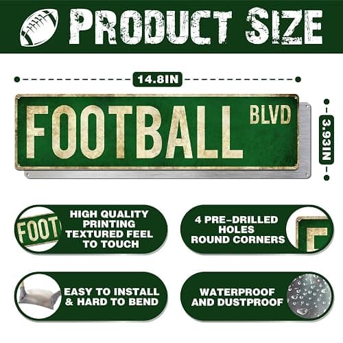 Football Gifts for Boys 8-12 Accessories Football Stuff Wall Decor for Boys Room Football Room Gear Teen Boys Birthday Christmas Vintage Wall Sign thumbnail 2