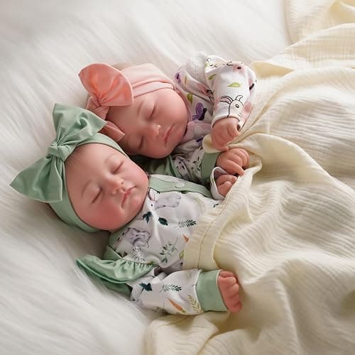 BABESIDE Lifelike Reborn Baby Dolls Twins, 20 inch Realistic Newborn Boy Girl Soft Vinyl and Cloth Body Real Life Baby Dolls Sleeping with Accessories for 3+ Year Old Kids Gifts thumbnail 4
