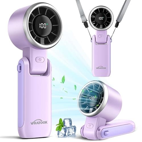 WHATOOK Portable Handheld Turbo Fan:12m/s Strong Wind 15000RPM High Speed Mini Fan, 4000mAh Battery Rechargeable Personal Fan with LED Display, 3 in 1 Foldable Fan for Travel Office Shopping, (Purple) thumbnail 9