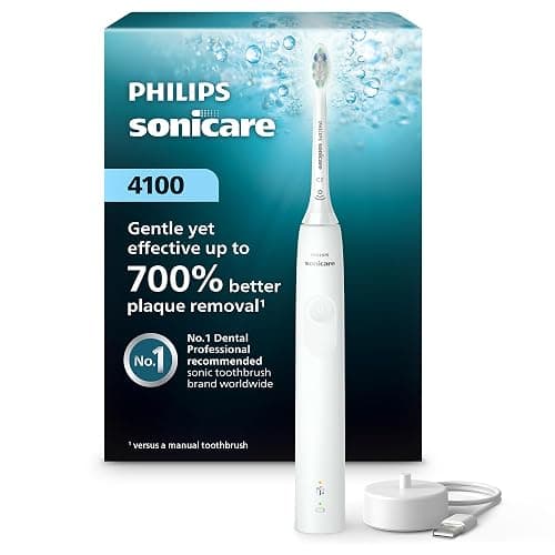 Philips Sonicare 4100 Series Electric Toothbrush - Sonic Toothbrush with Advanced Sonic Technology, Pressure Sensor, Two Intensity Settings, Smartimer & Quadpacer, White, Model HX3681/23 - Image 1