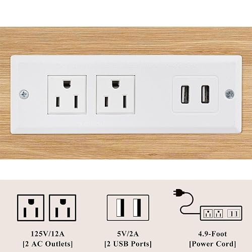 YUFAM 3 Tier Small Narrow Bamboo Side Table Set of 2 with Charging Station - Skinny Nightstand for Small Spaces, Slim Bedside Table with USB Ports and Outlets - Thin End Table with Storage, Natural thumbnail 6