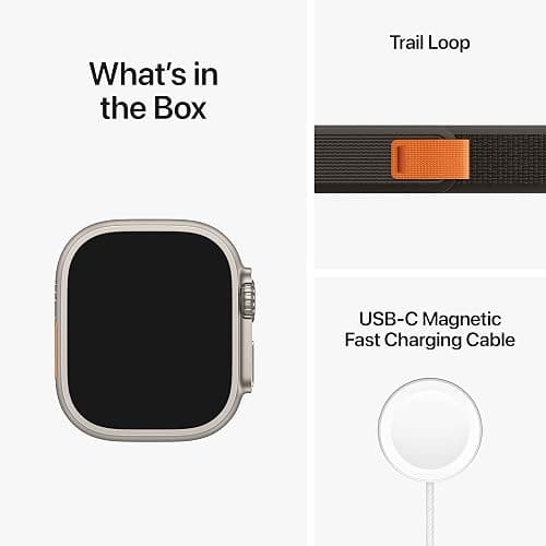 Apple Watch Ultra [GPS + Cellular 49mm] Titanium Case with Black/Gray Trail Loop, S/M (Renewed) thumbnail 8