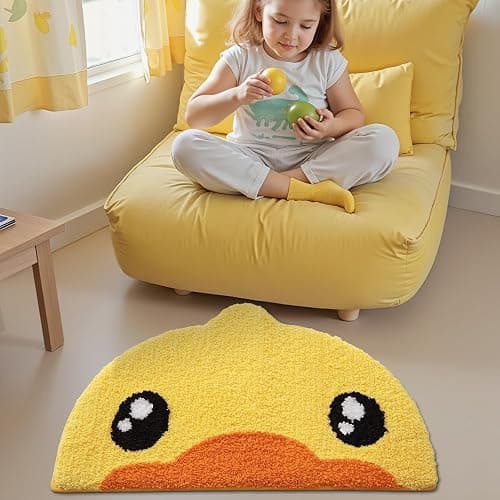 LUMI Cute Rubber Duck Bathroom Rugs, Absorbent Plush Bath Mats, Non-Slip Backing Washable Bath Rugs for Bathroom, Ideal for Kids Shower Sink Bathtub Bedroom, 22"x36", Duck thumbnail 8