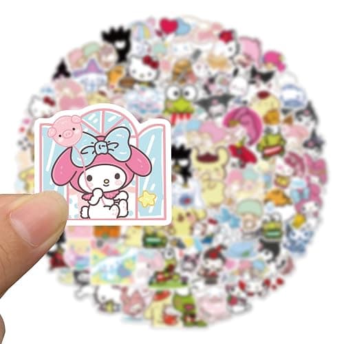 100pcs Sanrio Cartoon Stickers for Kids, Cute Hellokitty Kuromi Mymelody Stickers for Teen Girl Adult Water Bottle, Skateboard, Phone, Laptop, Bicycle, Travel Case, Guitar, Helmet thumbnail 6