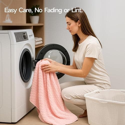 REDKISS 4 Pack Pink Microfiber Bath Towels - Extra Large Waffle Towels Set for Bathroom, Super Absorbent Towel Set of 4 Lagre, Quick Dry Bathroom Towel for Spa, Gym,Travel, Lint Free, Ultra Soft thumbnail 8