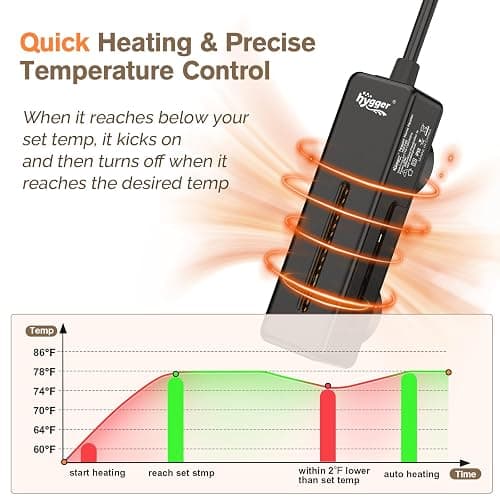 hygger Mini Fish Tank Submersible Heater 20W for 1-5 Gallons Desktop Betta Aquarium Heater with Digital Display Controller Adjustable Temperature thumbnail 4