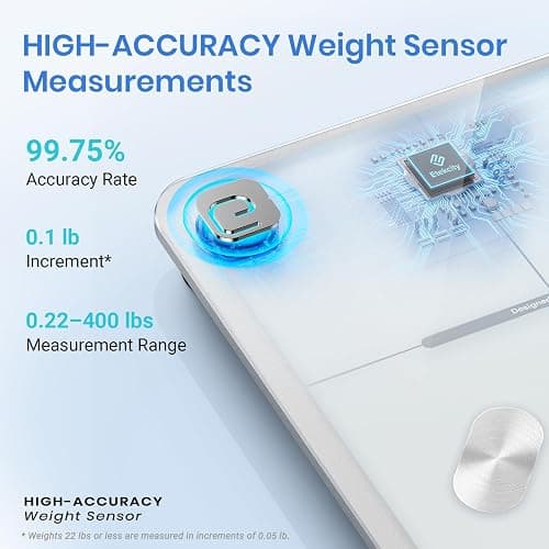 Etekcity Smart Scale for Body Weight and Fat Percentage, Digital Bathroom Accurate Weighing Machine for People's BMI Muscle, Bluetooth Electronic Body Composition Monitor Syncs with App, 400lb, White thumbnail 2
