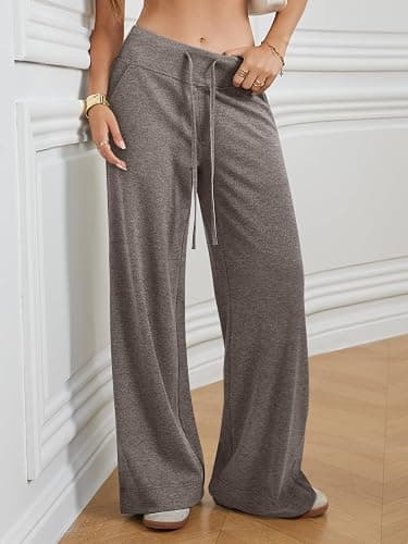 ATHMILE Sweatpants Women Fall Outfits Wide Leg Baggy Pants High-Waisted Drawstring Sweat Pants Fashion Joggers with Pocket thumbnail 3