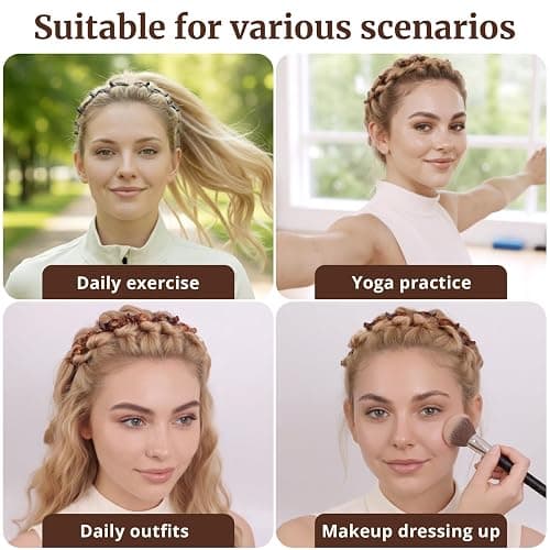 HFZRZFH 2 Pack Clip Headband for Twisty Bangs, 90s Hair Accessories for Women with 8 Mini Clips, Braided Hair Clip Headbands for Y2K Fashion Styling, Black and Brown thumbnail 4