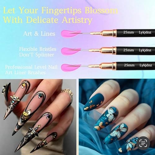 5pcs Nail Art Liner Brushes, Liner Brush For Nails Gel, Painting Art Design Brush Set Nail Dotting Drawing Tool For Long Lines, Thin Details, Fine Drawing Sizes 7/9/11/15/25mm（Black） thumbnail 4
