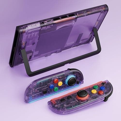 eXtremeRate DIY Replacement Shell Buttons for Nintendo Switch 2, Custom Console Rear Back Plate + Faceplate with Decorative Strips Direction Keys for Joycon 2 - Essence Version - Clear Atomic Purple thumbnail 8