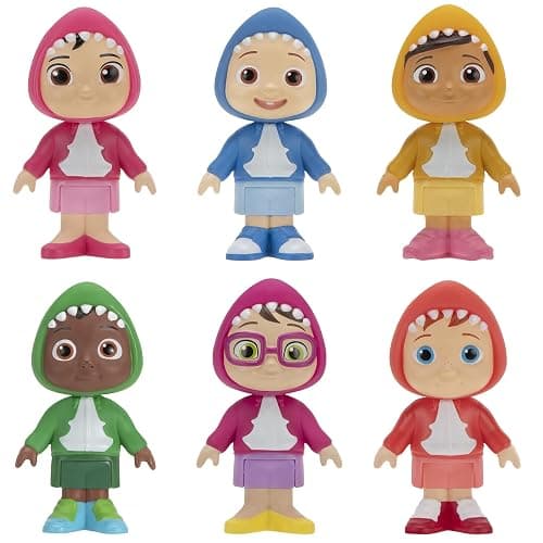 CoComelon 6 Figure Family and Friends Shark Theme Pack - Includes JJ, Nico, Cody, Nina, Bella and Cece in Shark Hoodies - Toys for Kids and Preschoolers - Image 1
