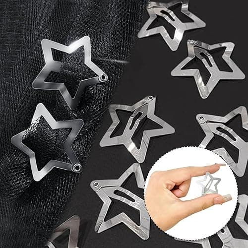 Star Snap Hair Clips, 50 Pcs Silver Star Hair Clips Barrettes Small Metal Stars Snap Hairclips Barrette Accessories for Girls Women thumbnail 4