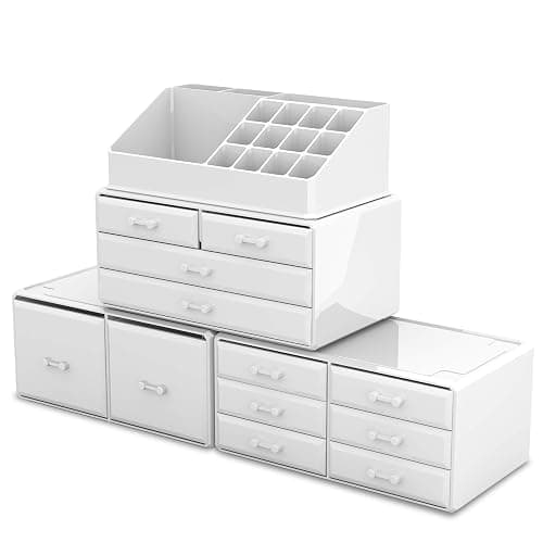 Readaeer Makeup Cosmetic Organizer Storage Drawers Display Boxes Case 12 Drawers （White） thumbnail 6