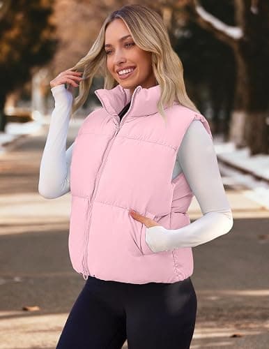 MEROKEETY Puffer Vest Women 2025 Fall Winter Sleeveless Jackets Lightweight Warm Stand Collar Quilted Zip Up Coat thumbnail 3